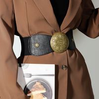 Simple Style Classic Style Solid Color Pu Leather Metal Button Women's Leather Belts main image 4