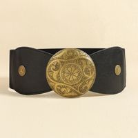 Simple Style Classic Style Solid Color Pu Leather Metal Button Women's Leather Belts sku image 4