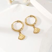 1 Pair Simple Style Shell 304 Stainless Steel 14K Gold Plated Drop Earrings main image 3