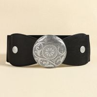 Simple Style Classic Style Solid Color Pu Leather Metal Button Women's Leather Belts sku image 5