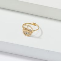 304 Stainless Steel 14K Gold Plated Simple Style Inlay Devil's Eye Zircon Adjustable Ring main image 3