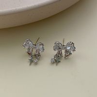 1 Pair Cute Sweet Bow Knot Plating Inlay Copper Copper Ear Studs main image 6