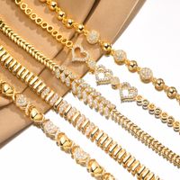Copper 18K Gold Plated Elegant Shiny Inlay Flower Snake Zircon Bracelets main image 2