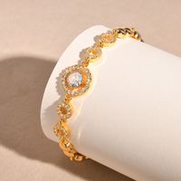 Copper 18K Gold Plated Elegant Shiny Inlay Flower Snake Zircon Bracelets main image 6