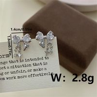1 Pair Cute Sweet Bow Knot Plating Inlay Copper Copper Ear Studs sku image 1