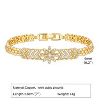 Copper 18K Gold Plated Elegant Shiny Inlay Flower Snake Zircon Bracelets sku image 8