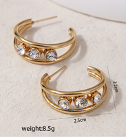 1 Pair Elegant Lady Simple Style Geometric Inlay Stainless Steel Zircon Ear Studs main image 4