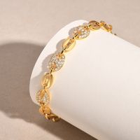 Copper 18K Gold Plated Elegant Shiny Inlay Flower Snake Zircon Bracelets main image 4