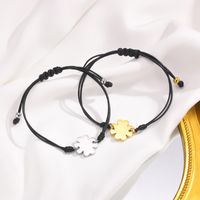 Simple Style Classic Style Four Leaf Clover Alloy Rope Gold Plated Women's Drawstring Bracelets main image 3