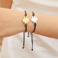Simple Style Classic Style Four Leaf Clover Alloy Rope Gold Plated Women's Drawstring Bracelets main image 1