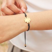 Simple Style Classic Style Four Leaf Clover Alloy Rope Gold Plated Women's Drawstring Bracelets main image 2
