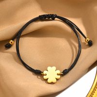 Simple Style Classic Style Four Leaf Clover Alloy Rope Gold Plated Women's Drawstring Bracelets main image 4