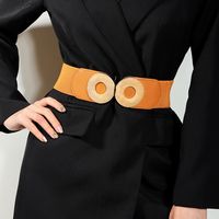 Simple Style Commute Round Elastic Band Metal Button Women's Leather Belts main image 3