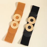 Simple Style Commute Round Elastic Band Metal Button Women's Leather Belts main image 5