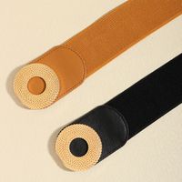 Simple Style Commute Round Elastic Band Metal Button Women's Leather Belts main image 10