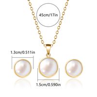 Stainless Steel 18K Gold Plated Elegant Round Inlay Artificial Pearls Earrings Necklace sku image 1