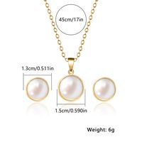 Stainless Steel 18K Gold Plated Elegant Round Inlay Artificial Pearls Earrings Necklace main image 2