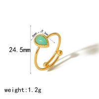 304 Stainless Steel 18K Gold Plated Casual Vintage Style Plating Inlay Water Droplets Natural Stone Open Rings main image 2