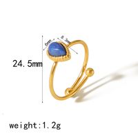 304 Stainless Steel 18K Gold Plated Casual Vintage Style Plating Inlay Water Droplets Natural Stone Open Rings main image 5