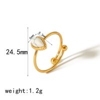 304 Stainless Steel 18K Gold Plated Casual Vintage Style Plating Inlay Water Droplets Natural Stone Open Rings main image 3