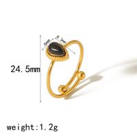 304 Stainless Steel 18K Gold Plated Casual Vintage Style Plating Inlay Water Droplets Natural Stone Open Rings main image 4