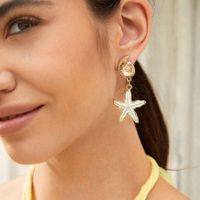 1 Pair Modern Style Classic Style Starfish Zinc Alloy 14K Gold Plated Drop Earrings main image 3