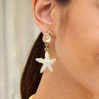 1 Pair Modern Style Classic Style Starfish Zinc Alloy 14K Gold Plated Drop Earrings main image 4