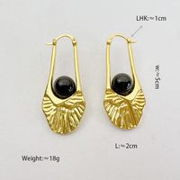 1 Pair Retro Geometric Inlay Copper Obsidian 24K Gold Plated Earrings main image 2