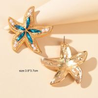 1 Pair Simple Style Classic Style Starfish Inlay Zinc Alloy Pearl Zircon Ear Studs main image 2