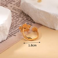 304 Stainless Steel 18K Gold Plated Cute Simple Style Flower Natural Stone Turquoise Zircon Open Rings main image 2