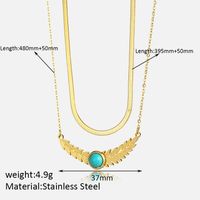 304 Stainless Steel Elegant Simple Style Inlay Solid Color Natural Stone Layered Necklaces sku image 1