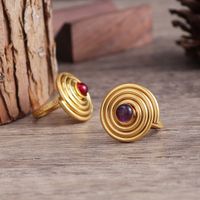 Wholesale Jewelry Glam Lady Spiral Ferroalloy Natural Stone Turquoise Inlay Rings main image 5