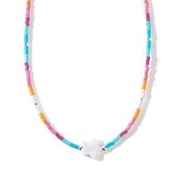 Bohemian Simple Style Cross Star Heart Shape Glass Glass Women's Necklace sku image 1