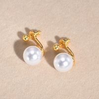 1 Pair Simple Style Classic Style Solid Color Plating Inlay Zinc Alloy Artificial Pearls 18K Gold Plated Ear Studs main image 5