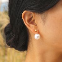 1 Pair Simple Style Classic Style Solid Color Plating Inlay Zinc Alloy Artificial Pearls 18K Gold Plated Ear Studs main image 2