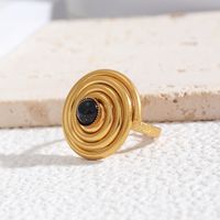 Wholesale Jewelry Glam Lady Spiral Ferroalloy Natural Stone Turquoise Inlay Rings sku image 5
