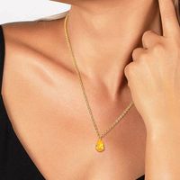 Stainless Steel 18K Gold Plated IG Style Water Droplets Inlay Zircon Pendant Necklace main image 5