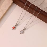 Stainless Steel White Gold Plated Gold Plated Elegant Asymmetrical Oval Plating Zircon Pendant Necklace main image 8