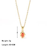 Stainless Steel White Gold Plated Gold Plated Elegant Asymmetrical Oval Plating Zircon Pendant Necklace main image 4
