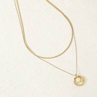 Elegant Lady Scallop Zinc Alloy Artificial Pearls 14K Gold Plated Women's Layered Necklaces main image 3