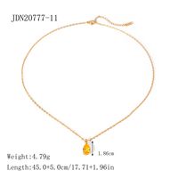 Stainless Steel 18K Gold Plated IG Style Water Droplets Inlay Zircon Pendant Necklace sku image 1