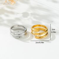 Stainless Steel 18K Gold Plated Retro Roman Style Solid Color Rings main image 2