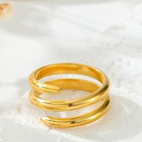 Stainless Steel 18K Gold Plated Retro Roman Style Solid Color Rings sku image 1