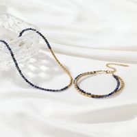 Elegant Glam Luxurious Geometric Stainless Steel Agate Lapis Lazuli 18K Gold Plated Women's Bracelets Necklace main image 2