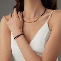 Elegant Glam Luxurious Geometric Stainless Steel Agate Lapis Lazuli 18K Gold Plated Women's Bracelets Necklace main image 6