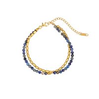 Elegant Glam Luxurious Geometric Stainless Steel Agate Lapis Lazuli 18K Gold Plated Women's Bracelets Necklace sku image 2