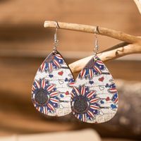 1 Pair Bohemian Sunflower National Flag Pu Leather Drop Earrings sku image 4