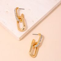 1 Piece Nordic Style Simple Style Oval Inlay Alloy Rhinestones Drop Earrings main image 5
