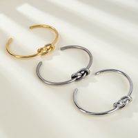 Stainless Steel 14K Gold Plated Vintage Style Simple Style Solid Color Knot Bangle main image 11