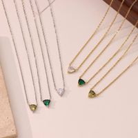 304 Stainless Steel White Gold Plated Gold Plated Elegant Sweet Plating Inlay Solid Color Zircon Pendant Necklace main image 1